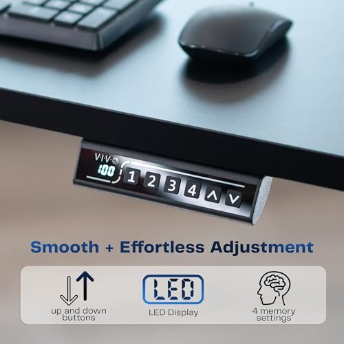 VIVO Electric 71 x 30 in Standing Adjustable Gaming Desk with Hidden Cable Trays, Full-Size Mouse Pad, Holds 220 lbs, Black Top Black Frame, DESK-KIT-1B6-P3B-71