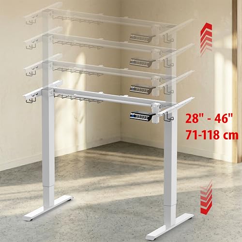 SHW Premium Electric Standing Desk Frame – Height Adjustable Motorized Base for 40" to 72" Table Tops, Smooth Lift Sit-Stand Frame for Home or Office, White