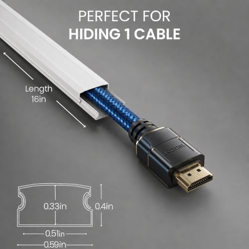 EVEO Cable Hider - One Cord Hider 300” Cord Cover Wall Cable Hider, Cable Concealer, Wire Hiders for TV on Wall. Cable Management, Cord Hider Cable Raceway Wire Covers for Cords (White, Small)