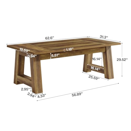 Tribesigns 62.6" Executive Desk, Large Office Computer Desk with Thickened Frame, Modern Simple Workstation Writing Table Business Furniture for Home Office, Rustic Brown