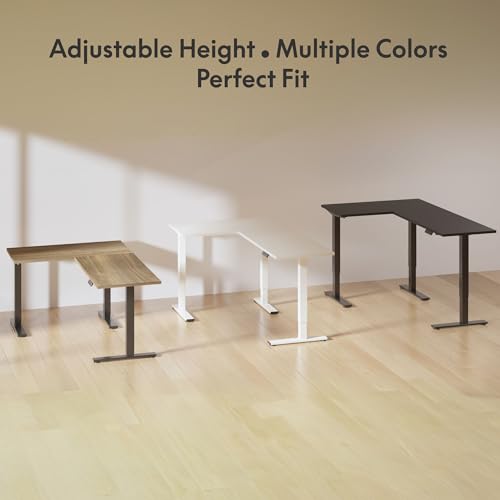 FLEXISPOT Electric Height Adjustable Standing L Shaped Corner 3 Legs Ergonomic Sit Stand Desk Frame for Home and Office, White