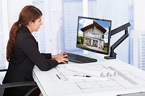 Mount-It! Single Monitor Arm Desk Mount for 24-32 Inch Computer Screens, Full Motion Aluminum Stand, VESA 75x75 100x100, Holds up to 17.6 lbs, Cable Management, C-Clamp and Grommet Base, Black