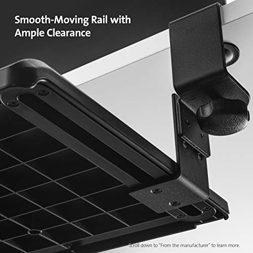 Kensington Clamp-On Keyboard Tray, Under Desk Keyboard Drawer with Cable Management, Ergonomic Smartfit Slide-out Height Adjustable Keyboard Holder, Black 13.3"x32.4"x2.4" K55407WW