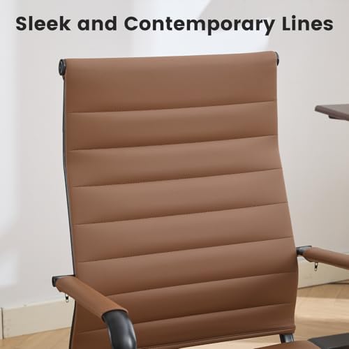Seanail Leather Office Desk Chair, Conference Room Chairs with Wheels, Modern Executive Computer Guest Chairs with Arms