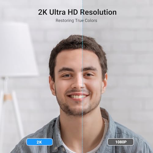 UGREEN 2K Webcam for PC Ultra HD 1080P Computer Webcam with Microphone, PC Camera with Privacy Cover, USB Web Camera for Streaming, Conference, Video Calling, Zoom, Skype, Teams, FaceTime, Grey
