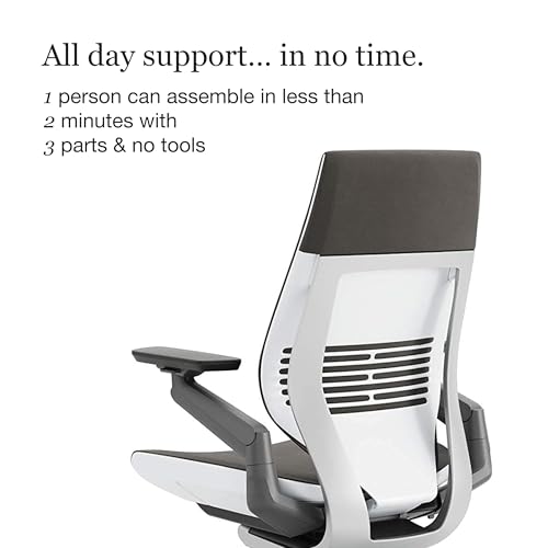 Steelcase Gesture Office Chair - Ergonomic Work Chair with Wheels for Carpet - Comfortable - Intuitive-to-Adjust for Desk - 360-Degree Arms - Graphite Gray Fabric