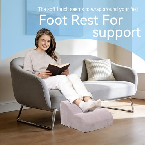 OpyTikar Foot Rest for Under Desk at Work.Multifunctional 3-Tier Foot Stool,with Washable Footrest.for Under Desk,Office Chair Gaming Chair & Sofa,Leg Elevation Pillow,Supports Posture-Light Grey
