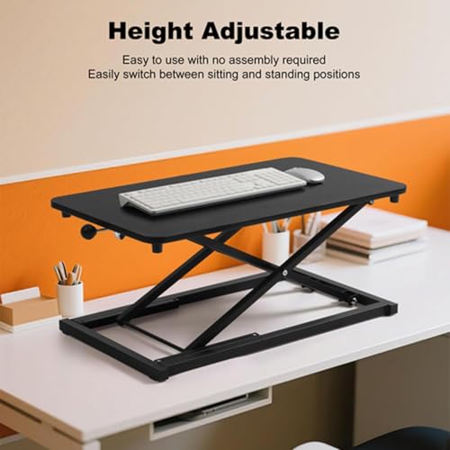 Standing Desk Converter Height Adjustable,Keyboard Riser for Stand Up Desk Riser, Easy Lift Height Converter Computer Workstations Home Office Study Room Portable Small Table Black Size 23.6 Inch D