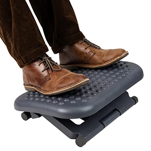 Mind Reader Foot Rest, Under Desk at Work, Ergonomic, Height Adjustable, Office, Plastic, Black