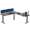 VIVO Electric Height Adjustable 84 x 71 inch Corner Memory Stand Up Desk, 2 Black Solid Square Corner Table Tops, Black Frame, L-Shaped Workstation, 3E-S Series, DESK-KIT-3E10SB