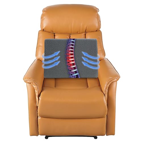 HOMBYS Lumbar Support Pillow for Recliner Chair, Memory Foam Back Support Cushion for Elderly,Extra Large Lumbar Support Pillow,Thick Backrest for Home Reading (Grey, 20“x13.5"x5")