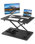 biueus Ultra-Slim Standing Desk Converter, 25.16" x 15.75" Compact Height Adjustable Desk Riser for Standing, Sit Stand Desktop Converter for Monitor or Laptop, No Assembly, Black