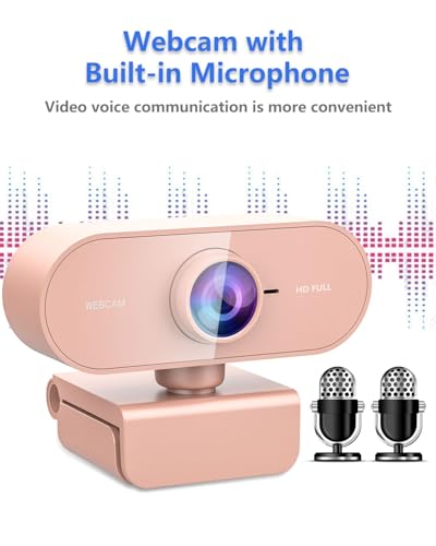 Webcam for PC&1080P HD Web Cam,Webcam with Microphone,Stand for PC/MAC/Laptop/Desktop,Wide Angle Web Cameras for YouTube,Skype,Zoom,Xbox One,Video Calling,Studying Pink
