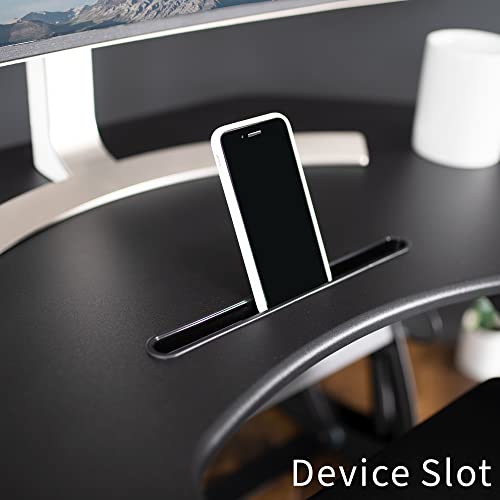 VIVO 43 inch Corner Electric Height Adjustable Cubicle Stand Up Desk Converter, VE Series, Sit to Stand Tabletop Dual Monitor Riser with USB Port, Black, DESK-V000VCE