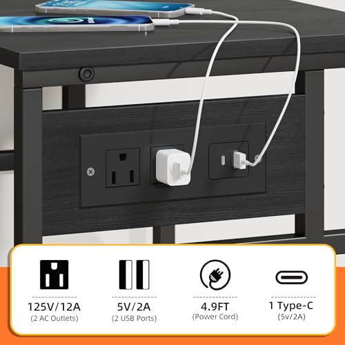 YAOHUOO 3 Tier Large Printer Stand with Power Outlet/Adjustable Shelf
