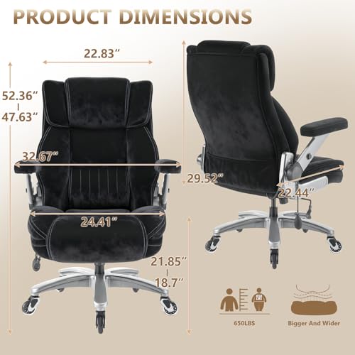 Famsway Fabric Big and Tall Office Chair 600LBS Capacity with 5D Flip Arms,Heavy Duty Cloth Computer Chair,Plus Size High Back Desk Chair with Wide Pocket Spring Seat