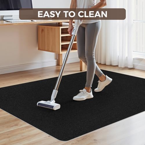 Office Chair Mat for Hardwood Floor 36x48 Inch, Non-Slip Rolling Chair Mat, Flat Lay Floor Protector for Wood Tile Laminate, Anti-Slip Sound Absorbing(Black)