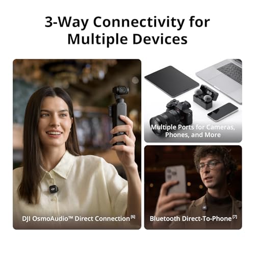 DJI Mic 3 (2 TX + 1 RX + Charging Case), Wireless Microphone for iPhone/Camera/Android, Ultralight, Adaptive Gain Control for Balanced Volume, Dual Band Anti-Interference, 28hrs Use, Vlog