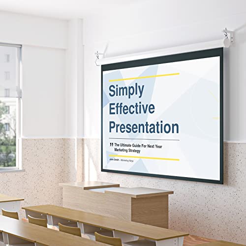 WALI Universal Projector Screen Ceiling Mount, Wall Hanging Mount L-Brackets, 6 inch Adjustable Extension with Hook Kit, Projector Screen Placement Hold up to 66 lbs (PSM001-W), White