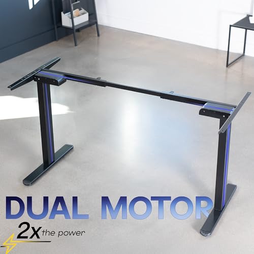 VIVO Electric Dual Motor Standing Desk Frame for 41 to 81 inch Table Tops, Frame Only, Ergonomic Standing Height Adjustable Base with Push Button Memory Controller, Black, DESK-V122EB