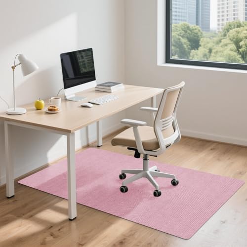 HomeMall Office Chair Mat for Hardwood and Tile Floor, 55" x 35" Computer Desk Chair Mats, Anti-Slip Mat for Rolling Chair, Large Floor Protector for Home Office, Pink Color