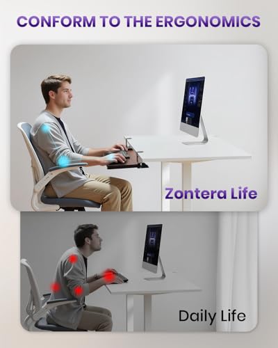 Zontera Ergonomic Mouse & Keyboard Tray Under Desk, Pull Out with Adjustable C-clamp, 20 (25.9 Including Clamps) x 11.8 Inch Slide Out Computer Keyboard Drawer Mouse Tray for Typing, Walnut