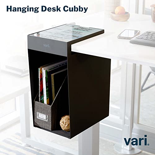 Vari Hanging Desk Cubby - Under Desk Easy Mount Office Organizer & File Storage Holder - Durable Powder-Coated Steel with Writable Glass Marker Board - Ideal Home or Office Accessory - 50 lb Capacity