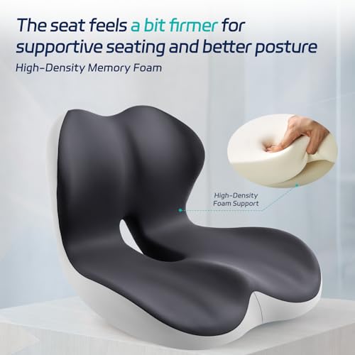 Synthcore Back and Seat Cushion for Office, Back & Tailbone Pain Relief, Raised Cushion for Lumbar and Butt, Double-Sided Anti-Slip, Improves Sitting Posture, Ergonomic Memory Foam Lumbar Cushion