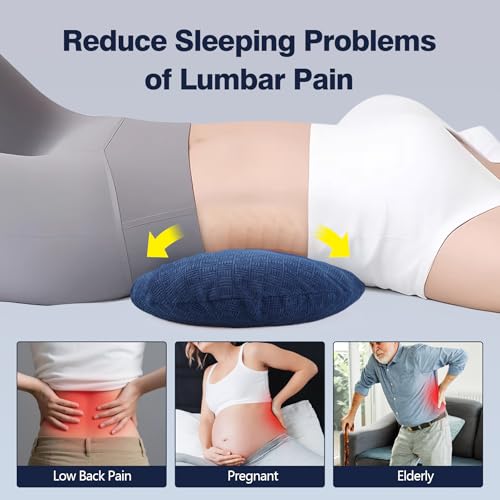 COMFYTHERA Lumbar Support Pillow for Sleeping Memory Foam Lumbar Support Cushion for Lower Back Pain Relief, Back Support Bed Pillow Waist Support (Dark Blue, Large)