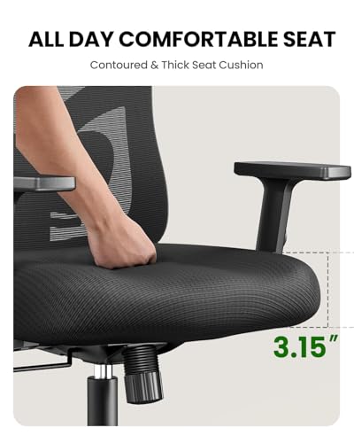 Marsail Ergonomic Office Chair Ergonomic Gaming Chair with Lumbar Support, 2D Headrest, Adjustable Armrests, Contoured Seat Cushion, Computer Desk Chair with Wheels for Home and Office