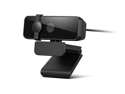 Lenovo 310 FHD Webcam, 1080p, FHD Resolution @30 FPS, Plug-and Play USB Connectivity, 1.8M Cable, 2 Integrated Microphones, External Privacy Shutter, Black