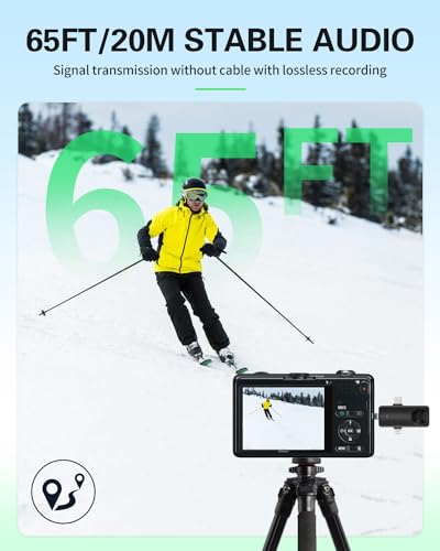 Gicorino Wireless Lavalier Microphones Compatible for iPhone, Android Phone, Camera, Computer, Professional Wireless Mini Microphone for Video Recording, Vlog, YouTube, TikTok (4 Mics)