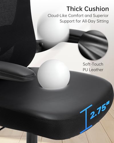 Drafting Chair Tall Office Chair with Flip-up Arms Adjustable Height Standing Desk Chair with Lumbar Support and Footrest Ring Ergonomic Executive Computer Chair Swivel Drafting Stool for Work/Drawing
