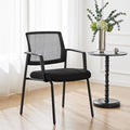 Sweetcrispy Stackable Mesh Guest Visitor Reception Chairs - Ergonomic Lumbar Support for Waiting Conference Meeting Room, Office School Lobby and Church, Space Saving, Black