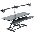 VIVO Height Adjustable 48 inch Standing Desk Converter with Triple 21.5 to 27 inch Monitor Mount, Extra Large Desk Riser, Black, DESK-KIT-48KB3C