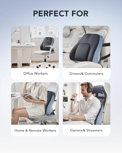 HUANUO Adjustable Desk Footrest, Lumbar Support Pillow for Office Chair