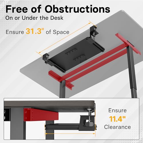 BONTEC KMT01 Under Desk Keyboard Tray, Pull-Out Keyboard & Mouse Platform with C-Clamp, 25.6 x 11.8 in Space-Saving Ergonomic Slide-Out Drawer, Black