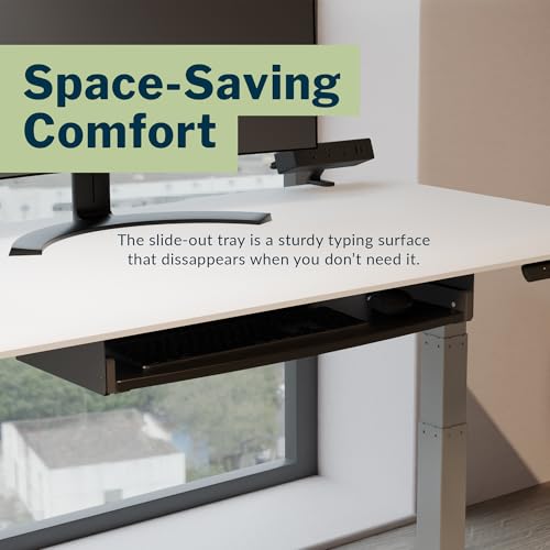 Vari Slide-Out Keyboard Tray – Ergonomic Under-Desk Pull-Out Shelf with Smooth-Glide 9.5" Access, Space-Saving Design, Fits Full-Size Keyboard & Mouse, Easy Install + VariDesk Compatible (Black)