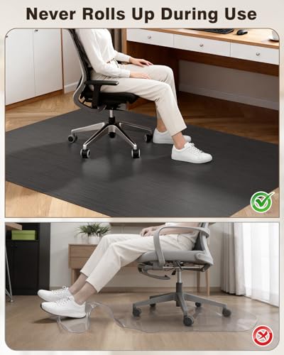 Blvornl Ultra Large Office Chair Mat for Hardwood Floor, Rolling Chair Mat for Hard Wood, Large Anti-Slip Hard Floor Protector, Heavy Duty Computer Desk Rug for Office and Home 47.2"*60" Black