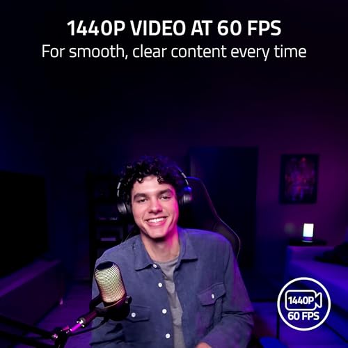 Razer Kiyo V2 X Streaming Webcam: 1440p 60 FPS - Auto Focus - Built-in Microphone - Wide Angle Lense - Integrated Privacy Shutter - Works with OBS, Xsplit, Streamlabs, Discord, Zoom, Teams - White