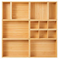 Fabsome Drawer Organizer, Set of 9 Bamboo Wood Kitchen Makeup Desk Junk Tea Drawer Storage Boxes Bins for Cutlery Silverware Utensils Flatware, Small Wooden Container Tray for Bathroom, Office