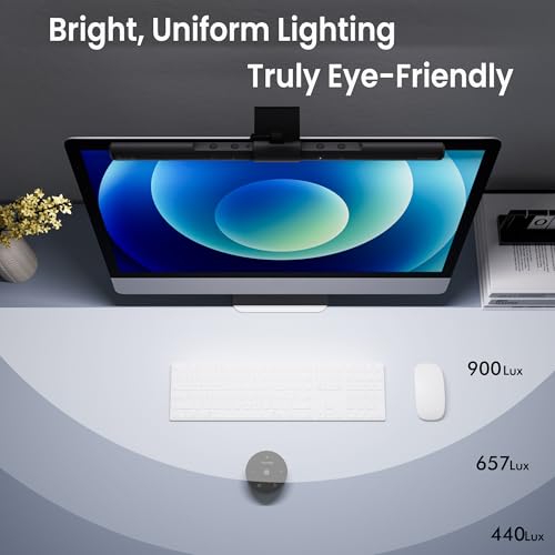 Quntis Computer Monitor Lamp, Screen Monitor Light Bar for Eye Caring, USB Reading LED Task Lamp with Auto-Dimming, Dimmable Light Bar, Touch Control, No Glare Space Saving Home Office Desk Lamps