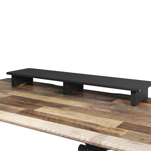 Vari Modern Monitor Riser - Large Dual Monitor Stand - Elevated Desk Shelf for Home Office Organization - Durable and Lightweight - Ideal for Computer and Gaming Setup - Black, 40”x10”x4”