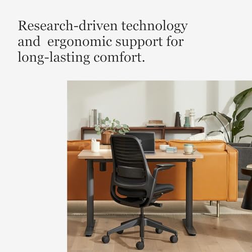 Steelcase Series 1 Office Chair - Ergonomic Work Chair with Wheels for Carpet - Helps Support Productivity - Weight-Activated Controls, Back & Arm Support - Easy Assembly - Licorice