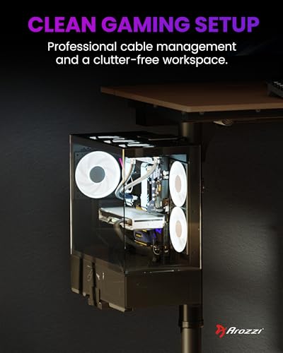 Arozzi PC Mount – Under Desk Computer Tower Holder, Adjustable Height & Width CPU Bracket, Heavy Duty Steel PC Stand, 360° Rotating Base, Supports Up to 66 lbs, Space-Saving Desk Setup - Pink