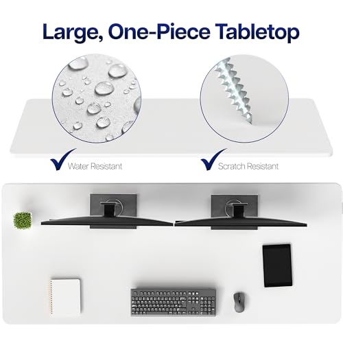 VIVO White Universal 71 x 30 inch Solid One-Piece Table Top for Standard and Sit to Stand Height Adjustable Home and Office Desk Frames, DESK-TOP71W