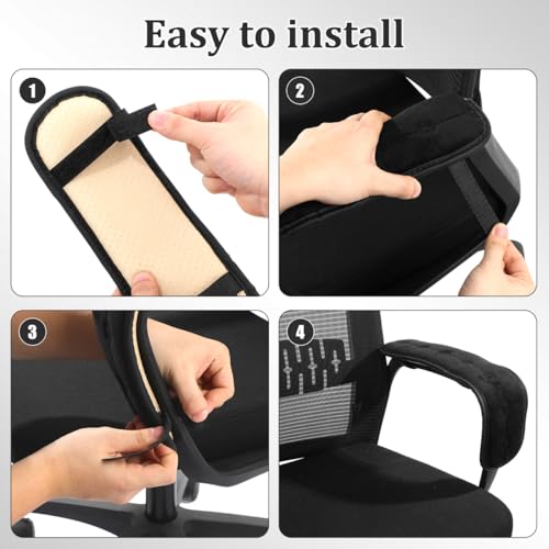 IMIKEYA Chair Armrest Mats 17.7 Inch Office Chair Arm Covers with Elastic Straps for Comfortable Support and Easy Cleaning Pair