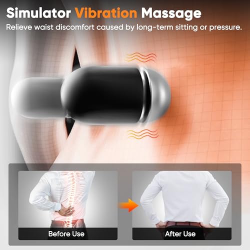 Hzwioe 3 in 1 Upadate Rechargeable Electric Lumbar Support Pillow with Adjustable Height for Bed and Chair,Cordless Back Massager for Pain Relief Deep Tissue,Back Massager with Heat for Home & Office