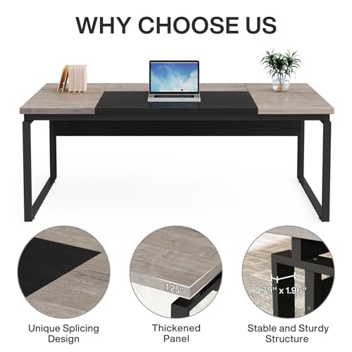 Tribesigns 63" Computer Desk Home Office Desk Writing Table for Workstation, Modern Executive Desk with Sturdy Legs (Only Table) (Gray & Black)