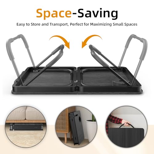 BUYIFY Foldable Laptop Bed Desk for Couch, Sofa - Large Lap Desk Tray Table with Cup Holder and Tablet Slot - Portable Notebook Stand for Eating, Writing, Studying and WFH -NEW-006